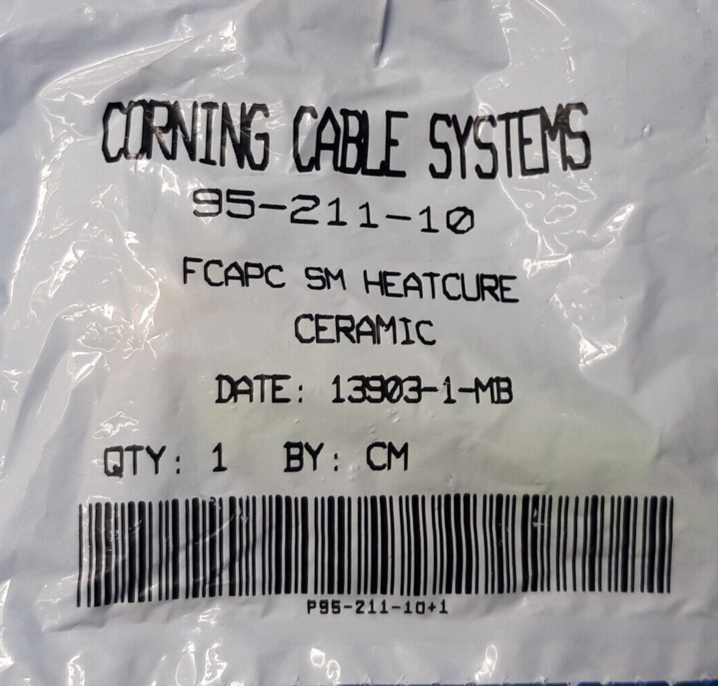 Connector Fiber Optic, 95-211-10 , Corning Cable, FCAPC SM HEAT CURE, CERAMIC
