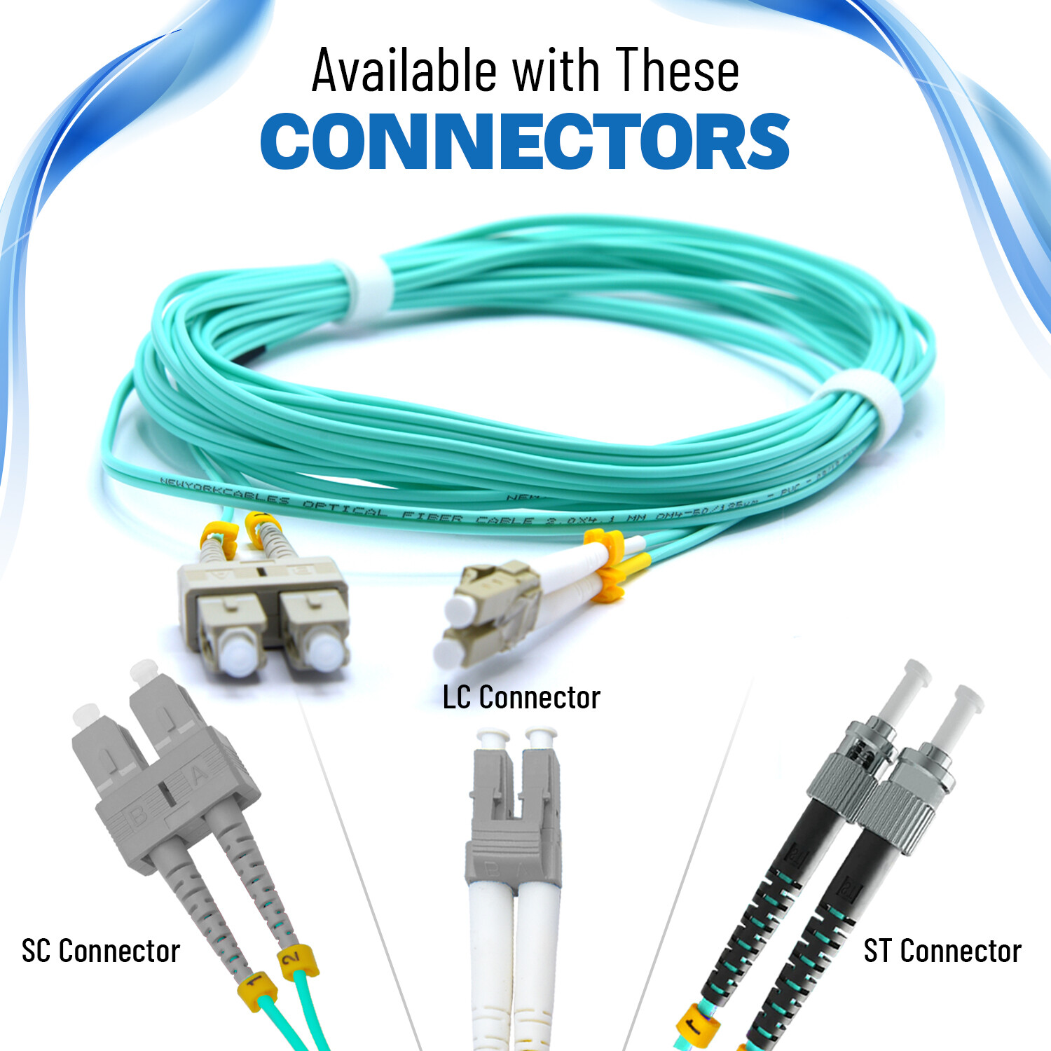 OM4 LC to LC Fiber Optic Patch Cable Multimode Duplex 50/125 Aqua LC LC 1M-15M