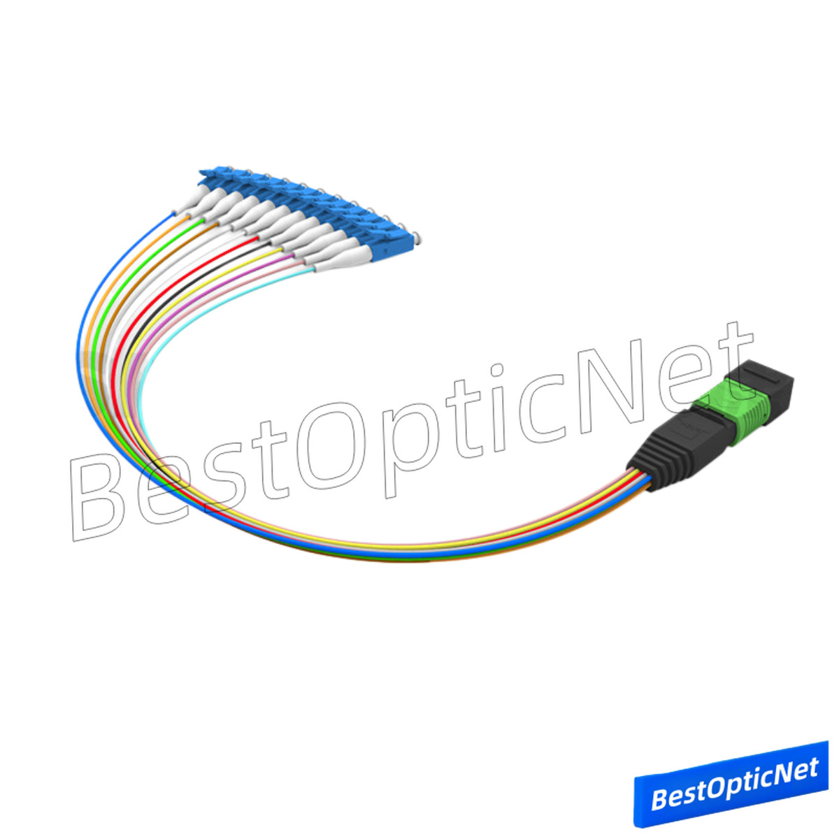MPO Male to 12 LC SM 12 Core Branch Fiber Optical Patch Cord Cable MTP Cassette