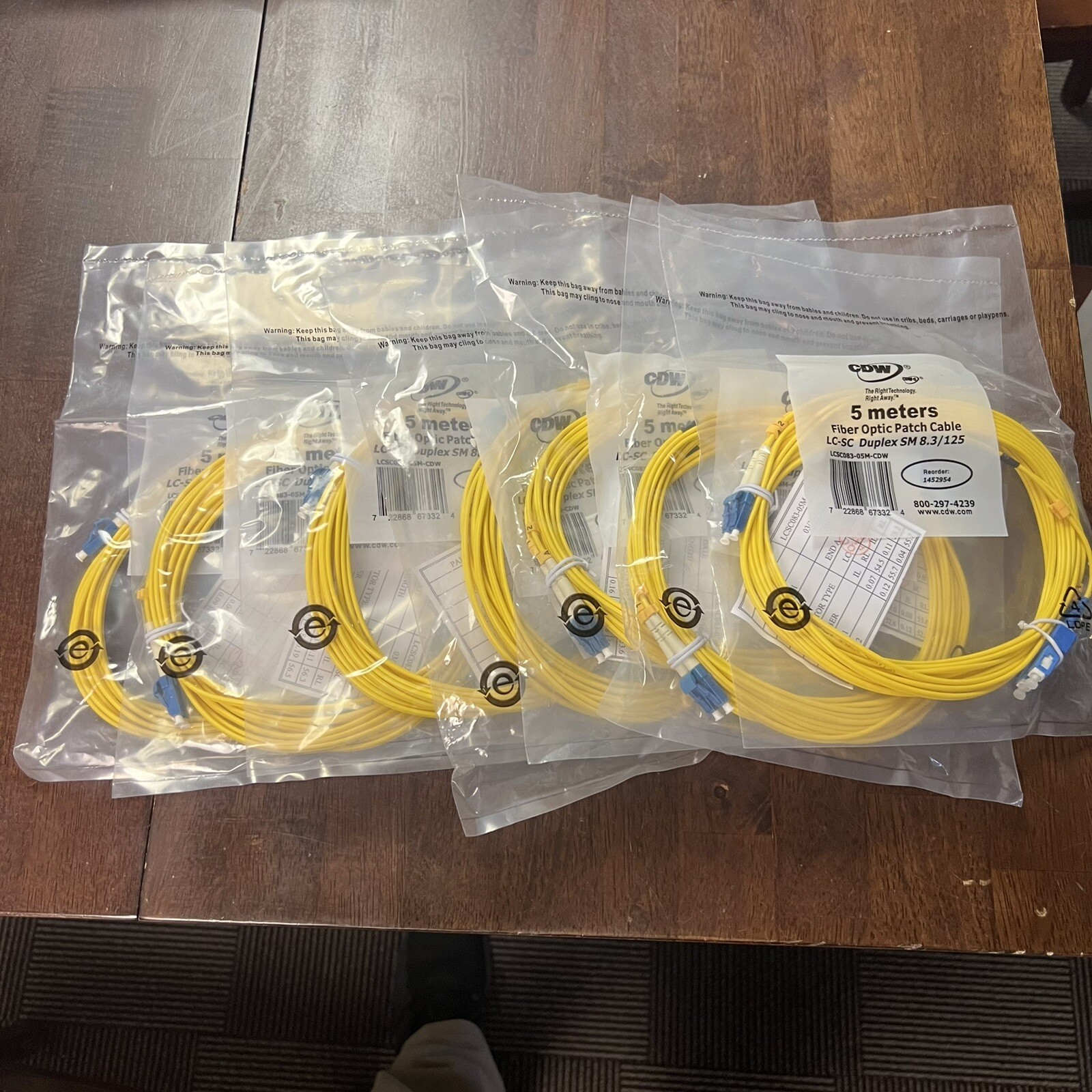 7 Lot-5m LC to SC Duplex Single Mode 8.3/125 Fiber Optic Optical Patch Cable 16′