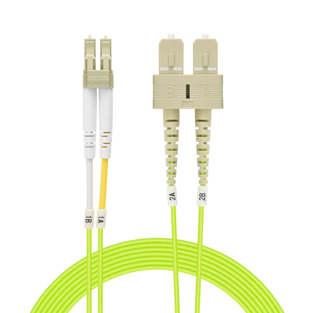 20 Pack of 7m LC/UPC-SC/UPC OM5 Multimode Duplex OFNR 2.0mm Green Fiber Optic Pa