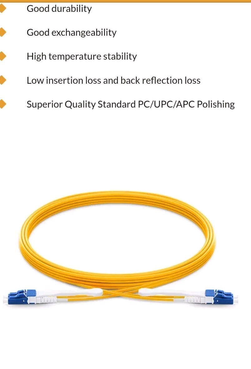 LC to LC UPC Duplex PVC 9/125 SingleMode Fiber Cable,Patch Cord Yellow