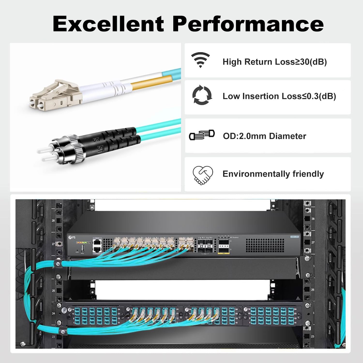 1 PCS 1m/3ft OM3 LC To ST Fiber Patch Cable Duplex Multimode 50/125um