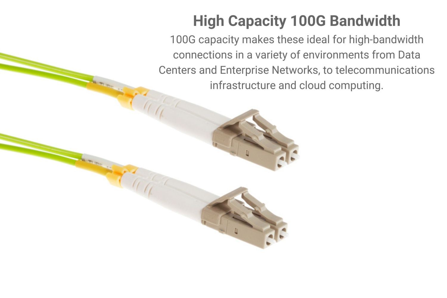 LC-LC Multimode Duplex 50/125 Fiber Patch Cable, OM5, 20M – Lifetime Warranty