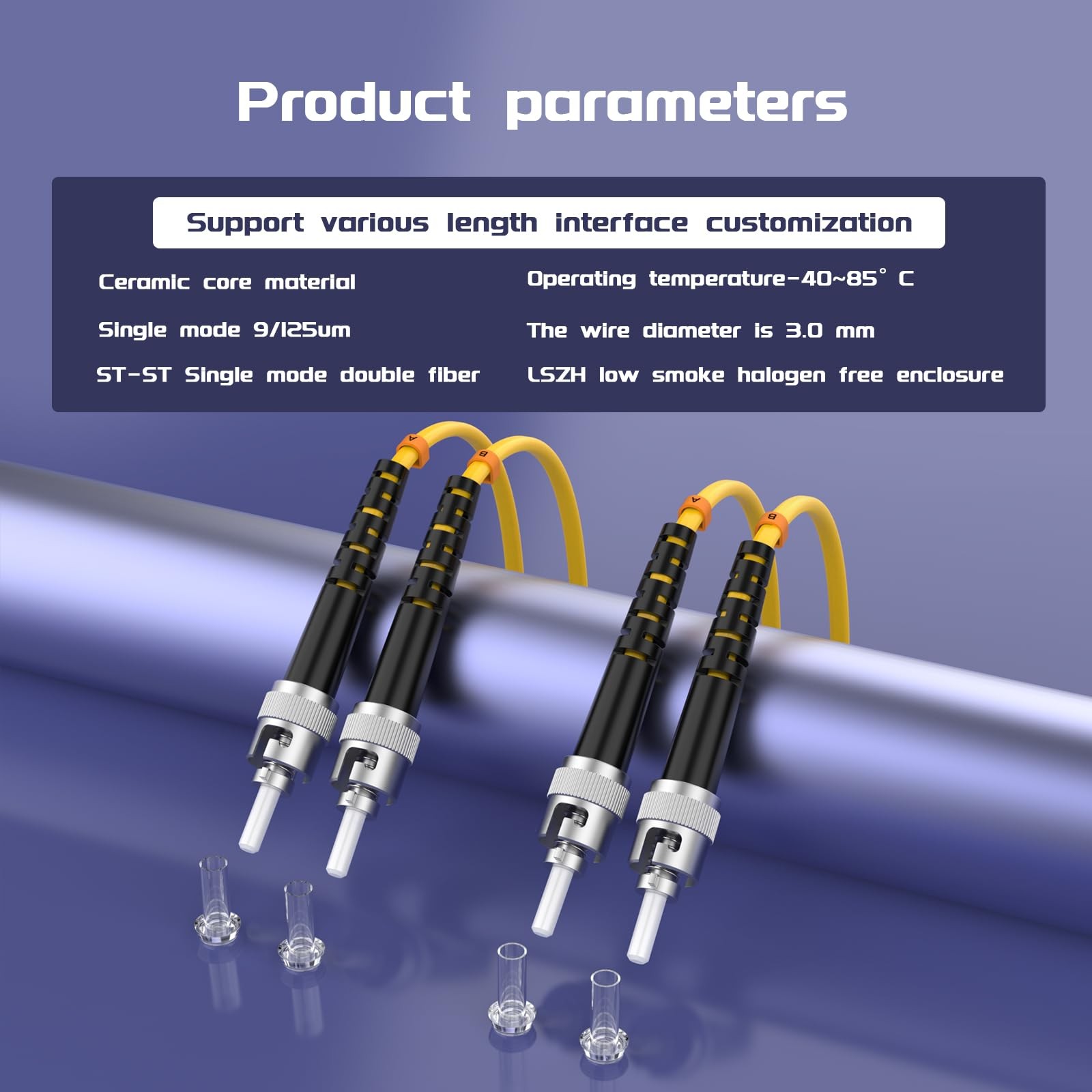 10m 32ft ST/UPCST/UPC SingleMode Fiber Optic Cable OS2 Jumper Duplex Yellow