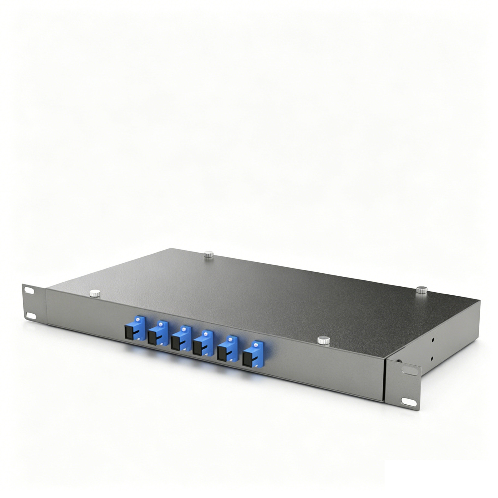 1U 19″ 6 Port Fiber Optic Patch Panel Box FTTH SC/FC/LC/ST UPC Adapters Pigtails