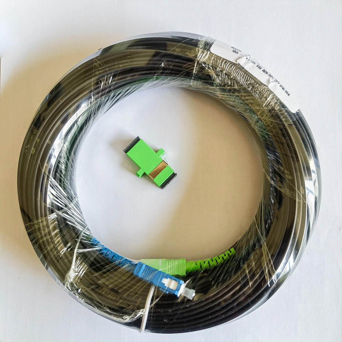 10M-50M Indoor Fiber Optic Drop Cable Single-Core Black SC/APC To SC/UPC