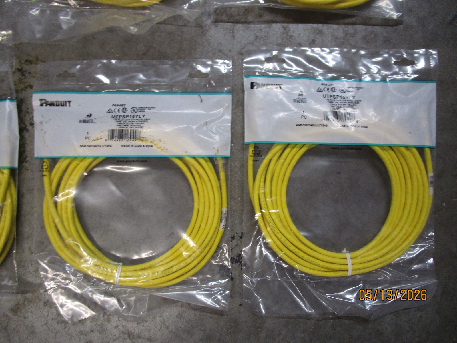 (8) Panduit UTPSP15YLY 24awg Cat 6 Patch Cord 15’