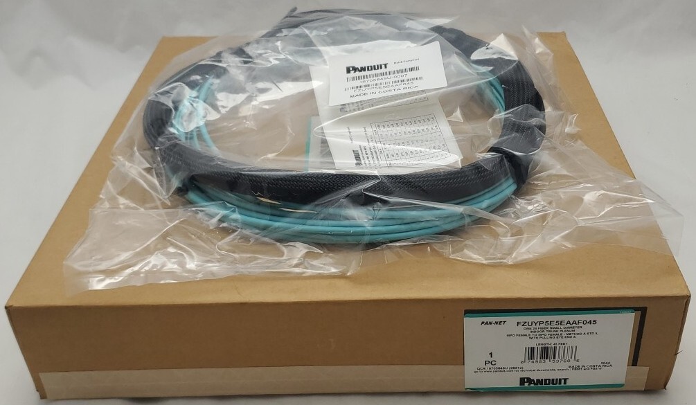PANDUIT OM4 24 Fiber Sm Diameter Indoor Trunk MPO to MPO 45 Ft FZUYP5E5EAAF045