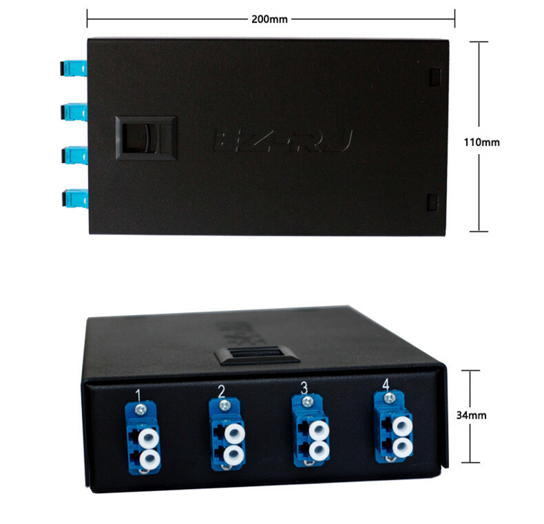 4-port LC fiber optic terminal box thickened 1.0MM including flange + pigtail