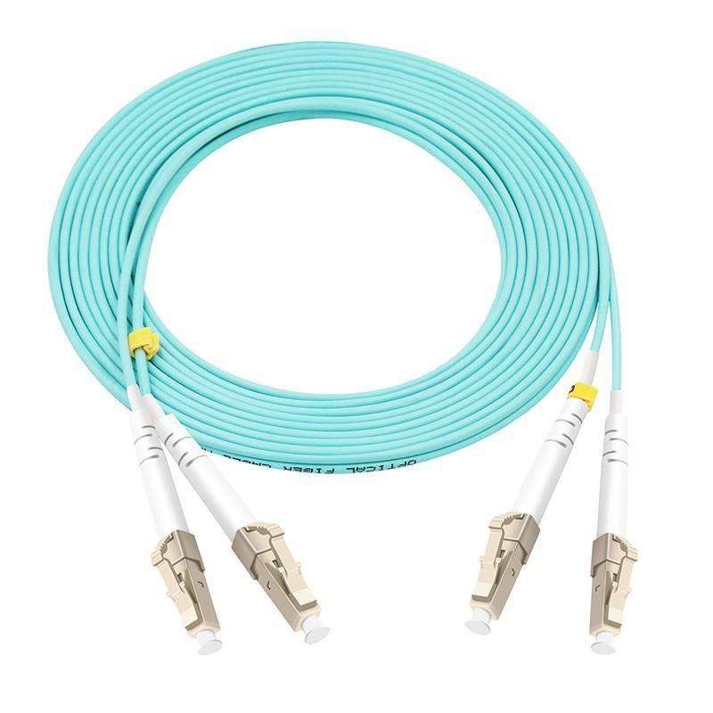 Fiber Optic LCLC UPC OFNP/Plenum Multimode Duplex OM4 100G 50/125 Aqua 11M/35FT