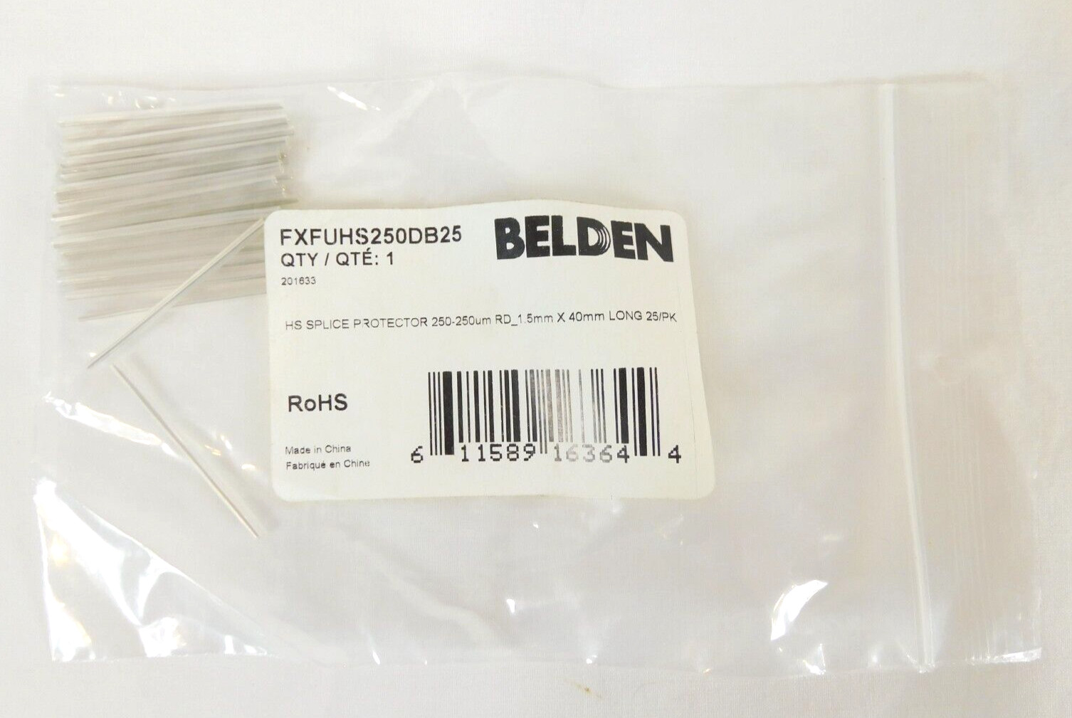 Heat Shrink Splice Protector 250um-250um 1.5 mm Round 40mm Belden FXFUHS250DB25