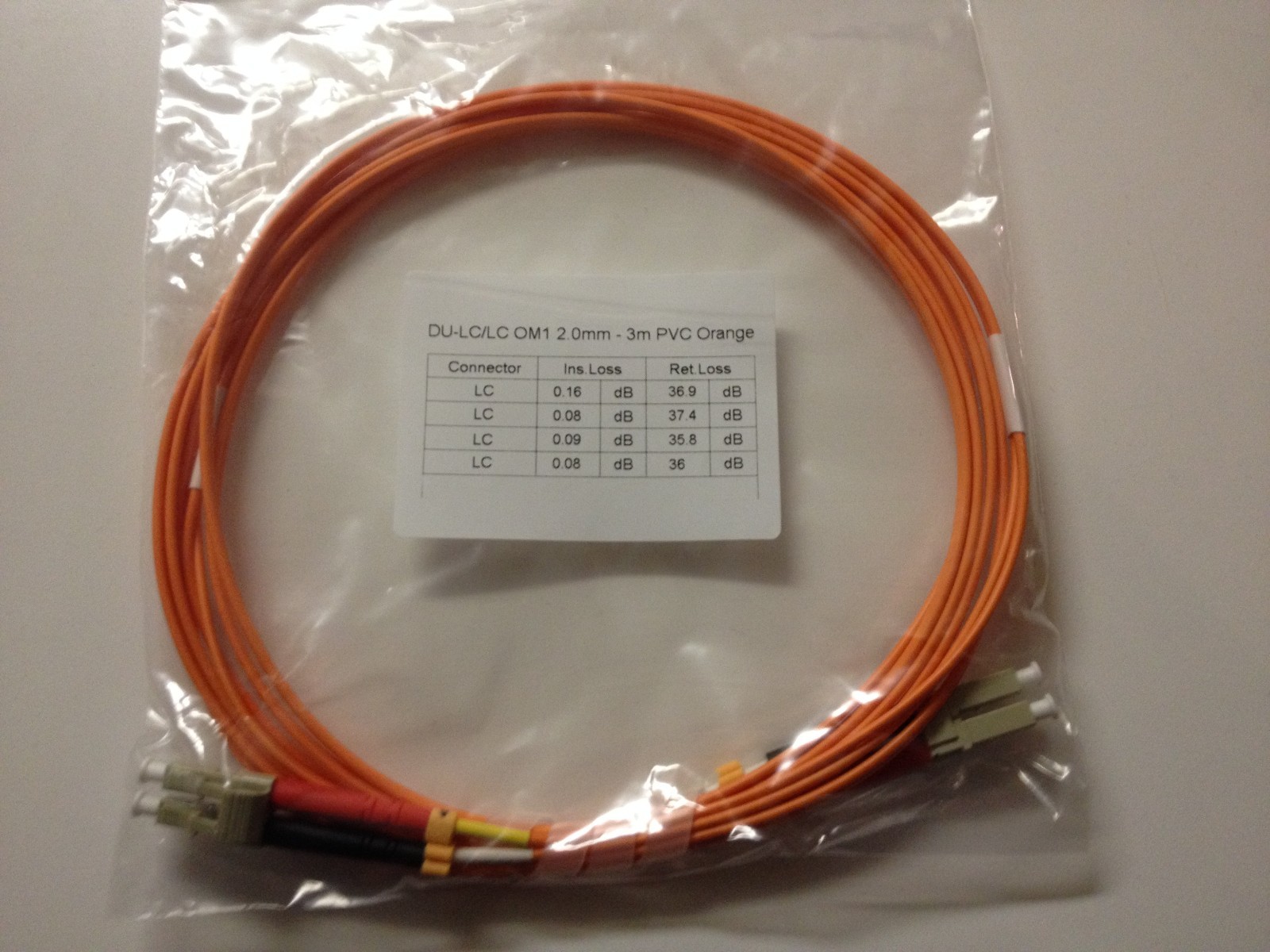1m OM1 LC to LC Fiber Optic Patch Cable Multimode Duplex Orange 62.5/125 -09875