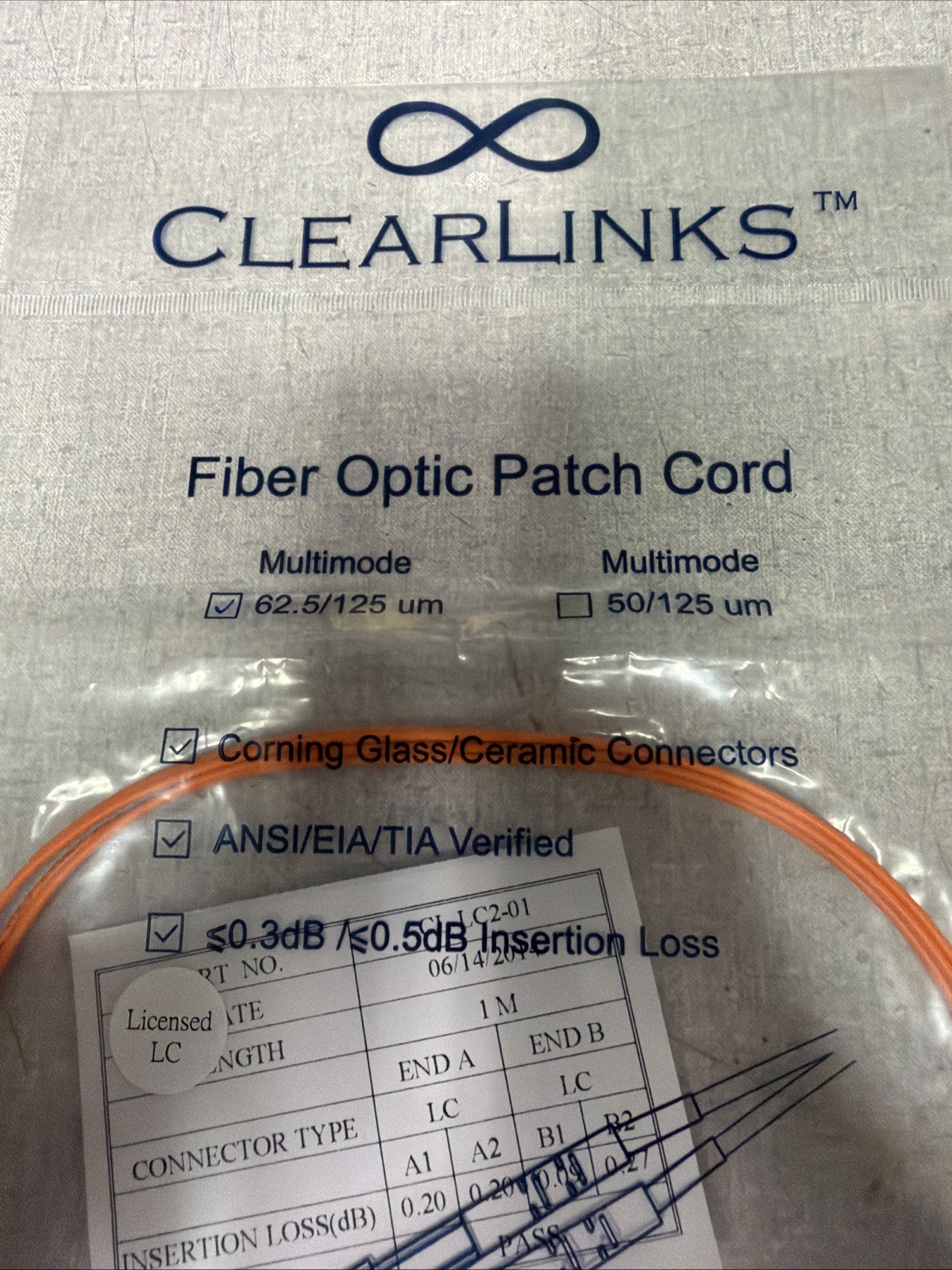 Lot Of Fiber Optic Patch Cords, 4 – 1 Meter, 1 – 20 Meter