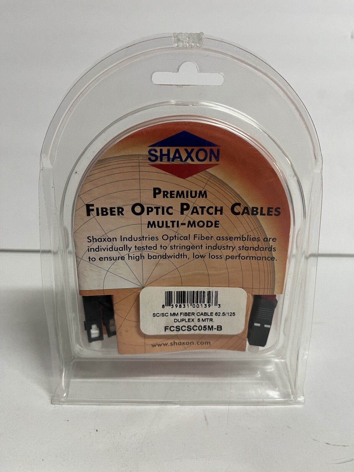 Fiber Optic Patch Cord SSC-SC FCSC Shaxon Duplex Multimode 62.5/125 5 Meters NEW