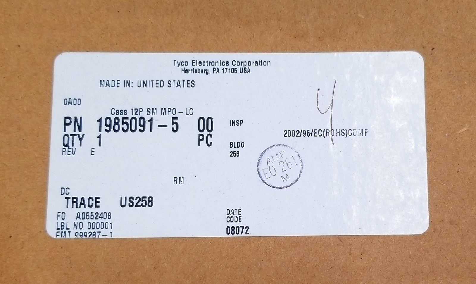 NEW Tyco Electronics 1985091-5 12 Port SM MPO LC Fiber Optic Cassette Module