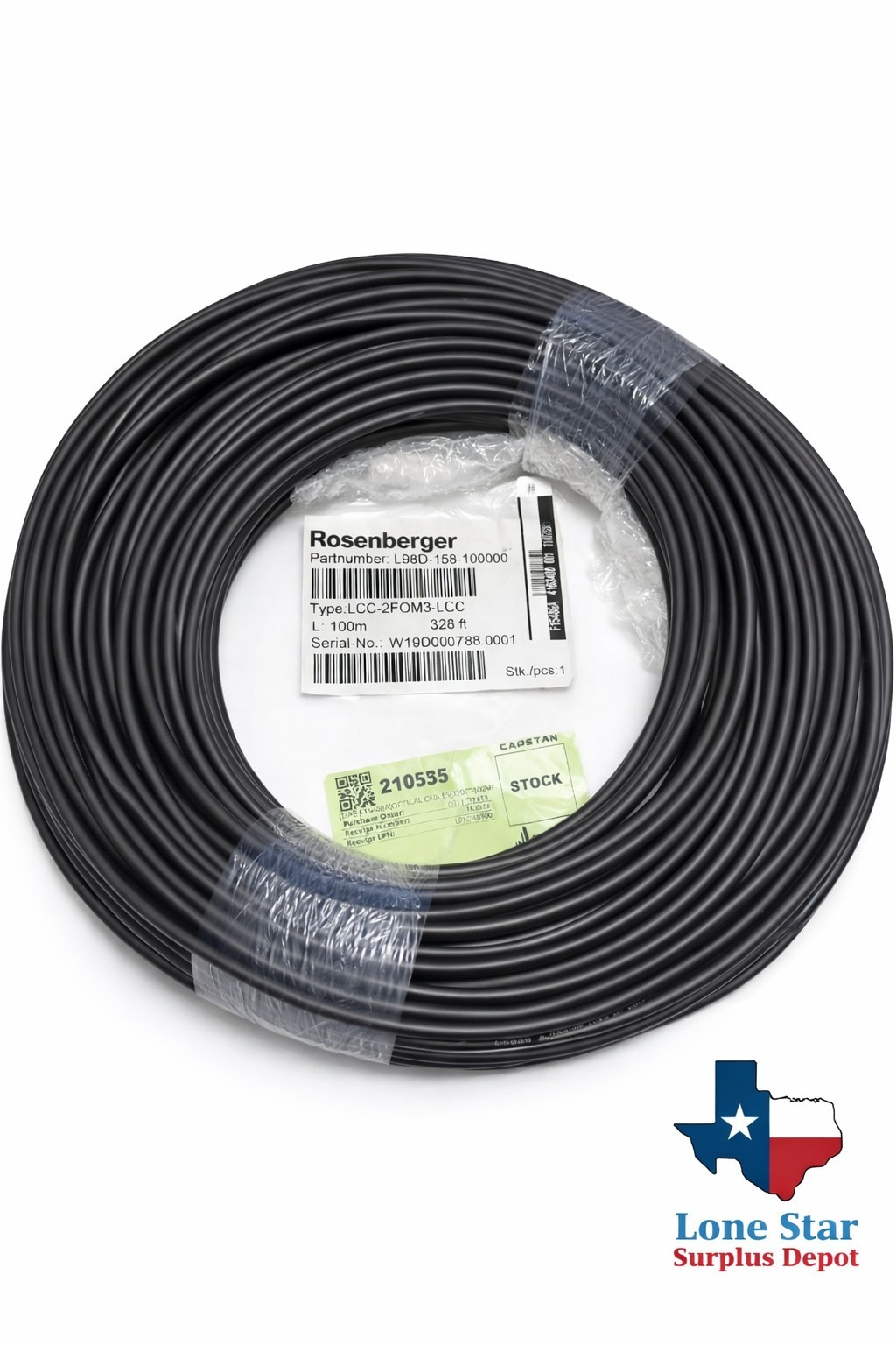 Rosenberger OM3 LSZH OFNR Fiber Optic Cable 100m LC-LC Telecom Grade 2F Reel
