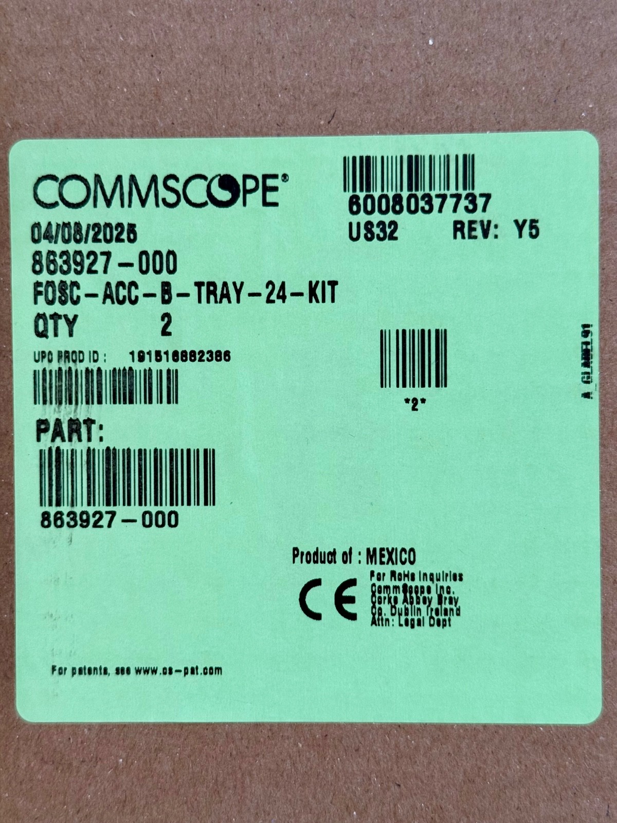 Commscope Fiber Optic Tray Kit 24 Splice FOSC-ACC-B-TRAY-24-Kit 2pk