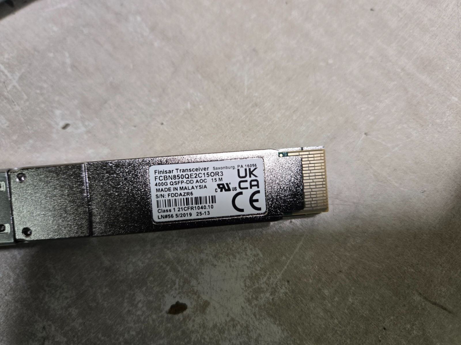 LOT OF 5 Finisar Transceiver 400GB 15m Cable FCBN850QE2C15OR3 QSFP-DD AOC