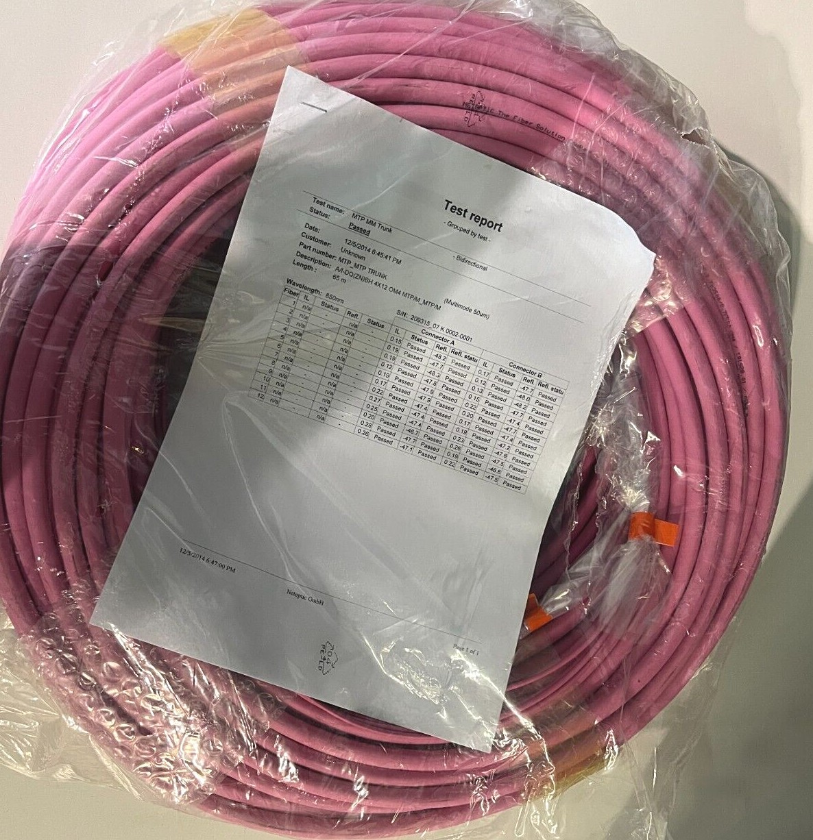LWL Glasfaserkabel MPO MTP/M 4×12 Faser OM4 30-65m – Neu inkl. MwSt-u.Rechnung