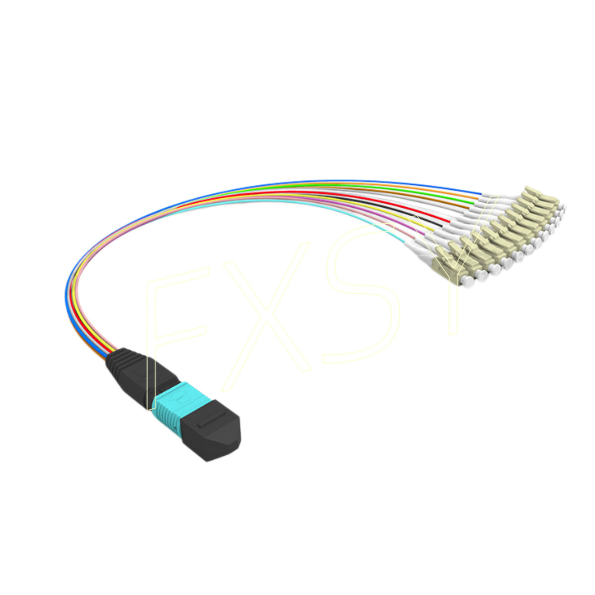 MPO to LC OM3 12 Core Breakout Fan Fiber Optic Patch Cord Cable MTP For Cassette