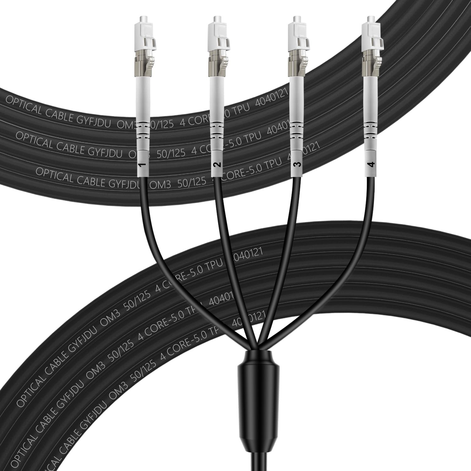 OM3 4 Strand 50M Multimode Fiber Cable LC to LC, Direct Burial, Outdoor Use