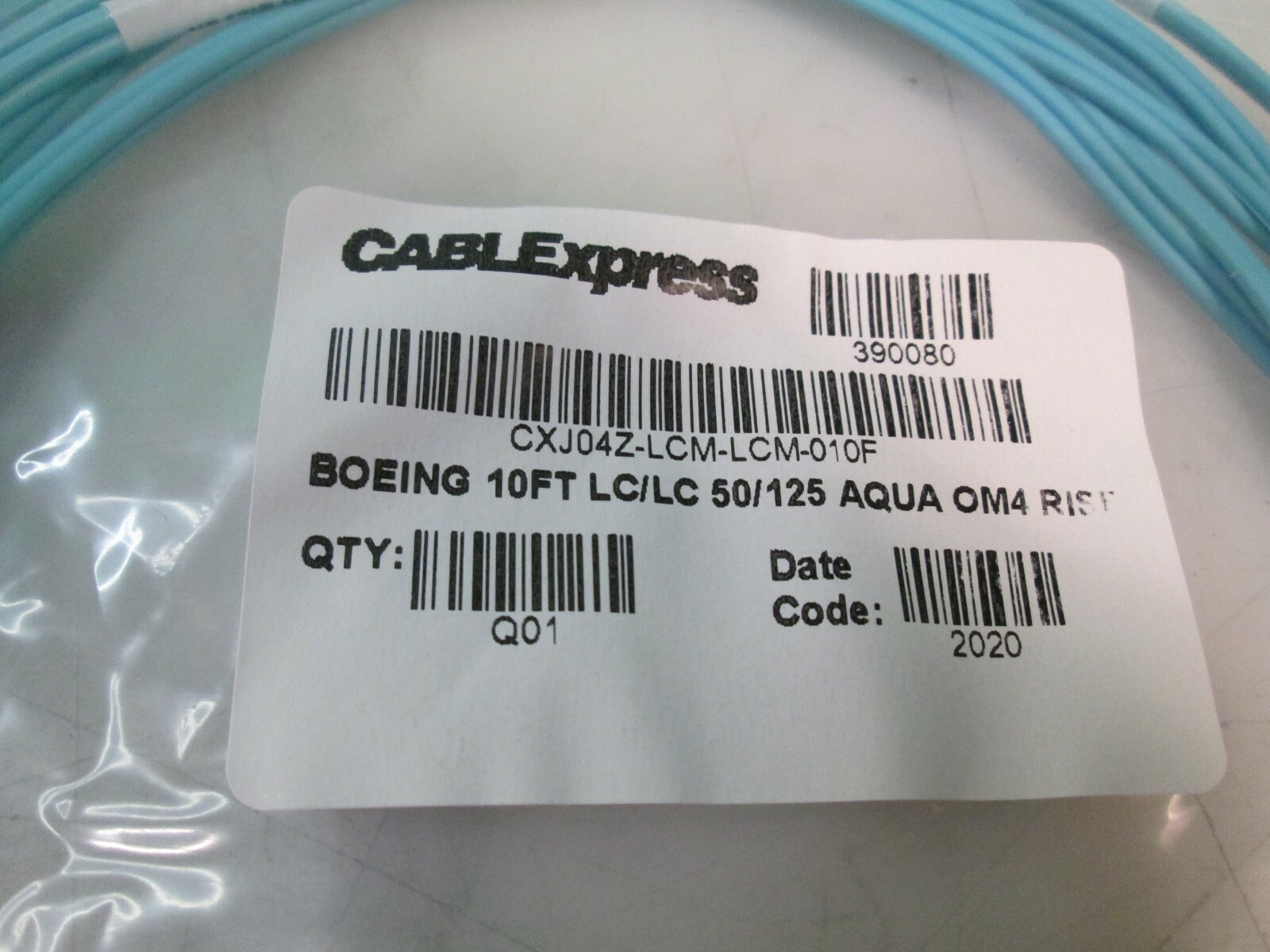 CABLExpress BOEING 10FT LC/LC 50/125 AQUA OM4 RISER CABLE CXJ04Z-LCM-LCM-010F