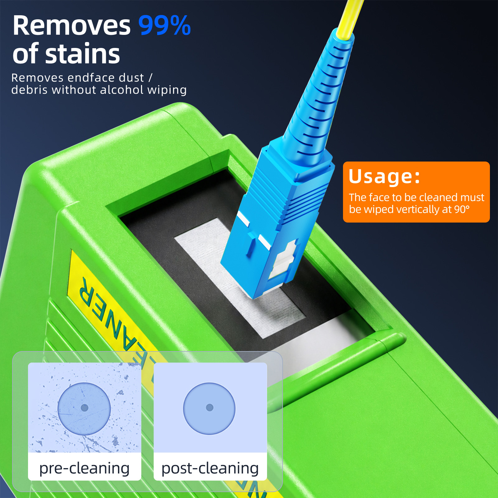 One-Click Fiber Cleaner for SC LC FC ST MU Connectors, 500+ Uses