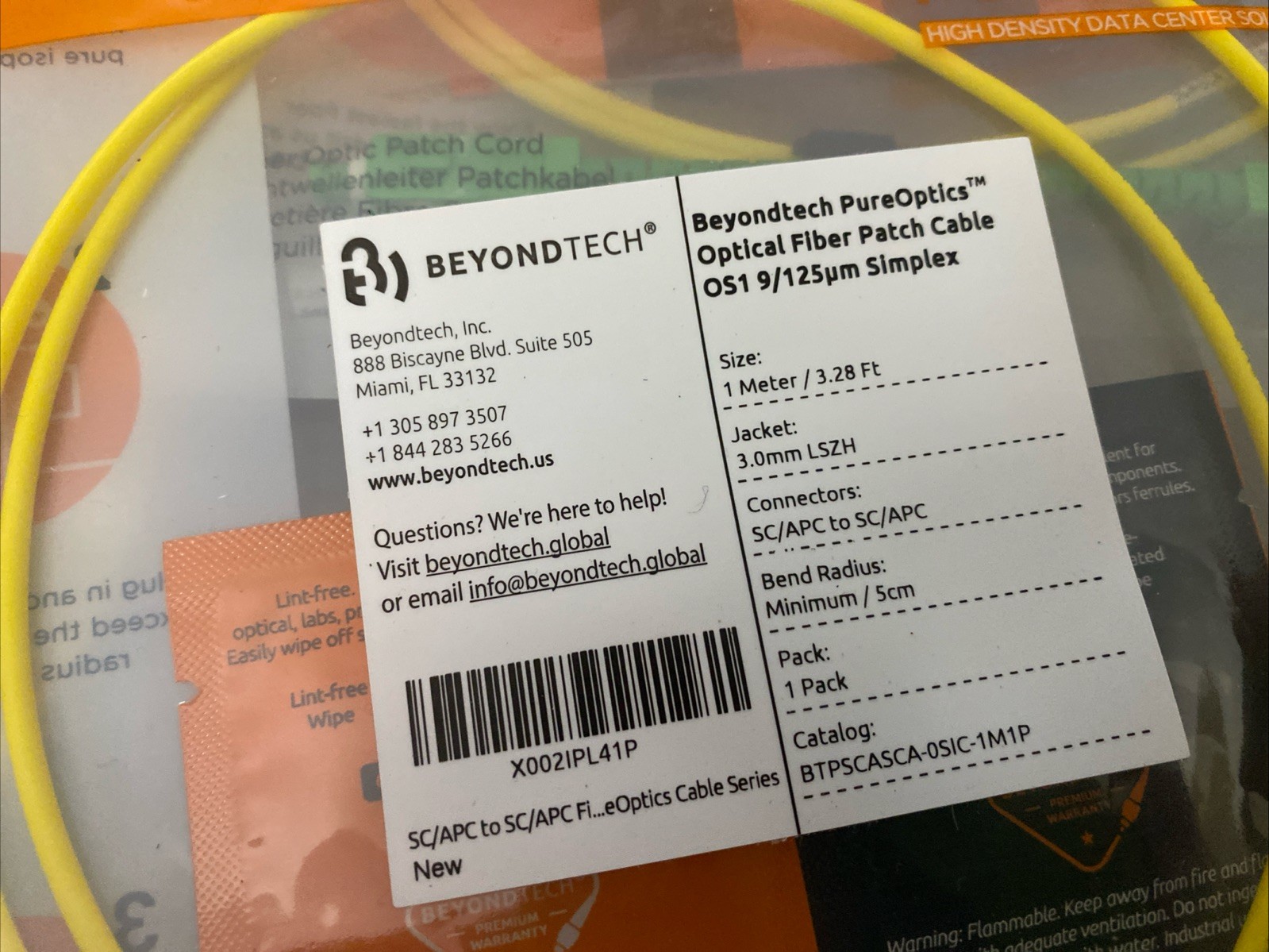 3 Pack – 1M SC/APC to SC/APC Fiber Optic Simplex Singlemode Optical Patch Cable
