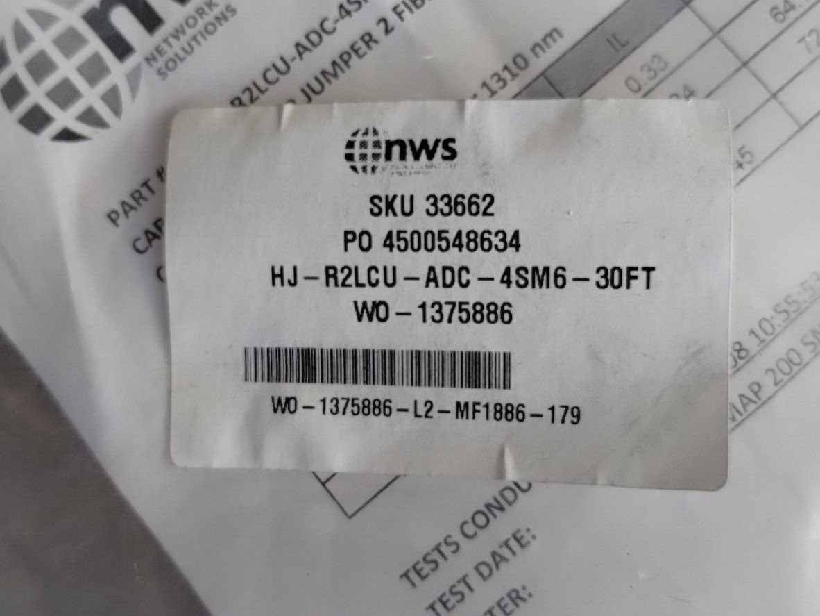 New NWS 33662 Commscope HJ-R2LCU-ADC-4SM6-30FT Cable ASSY