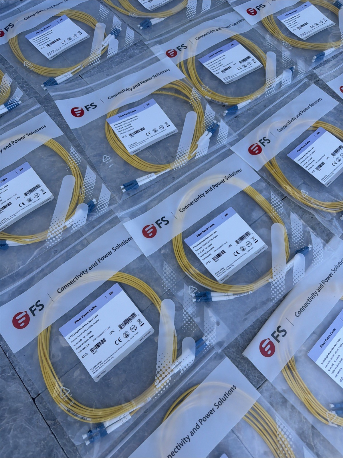 Lot of 45 LC/UPC to LC/UPC 12 Fiber SM 9/125 Fiber Optic Patch Cables