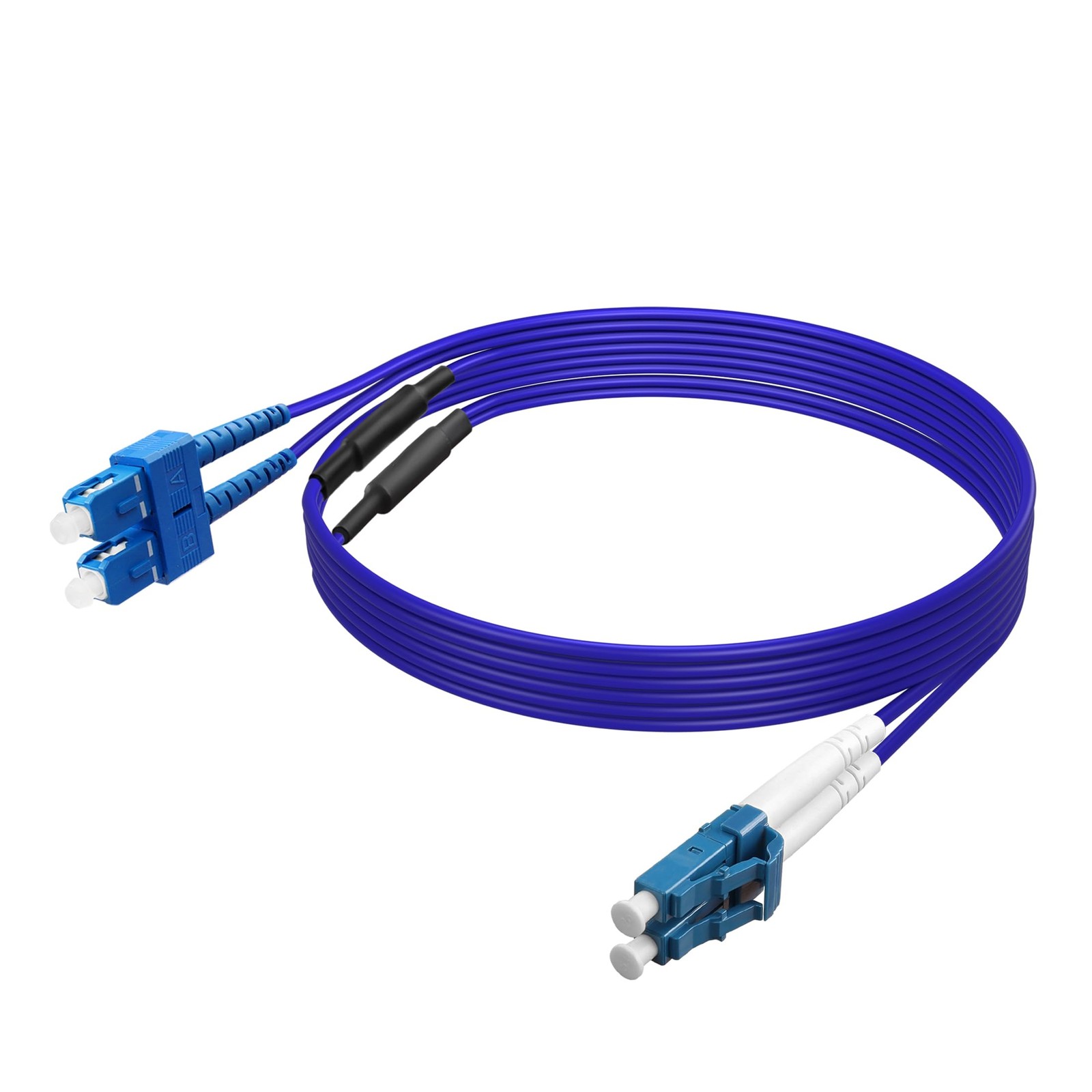 LC to SC Armored Fiber Patch Cable OS2 Duplex 2M 6.5FT 9/125um LSZH Blue