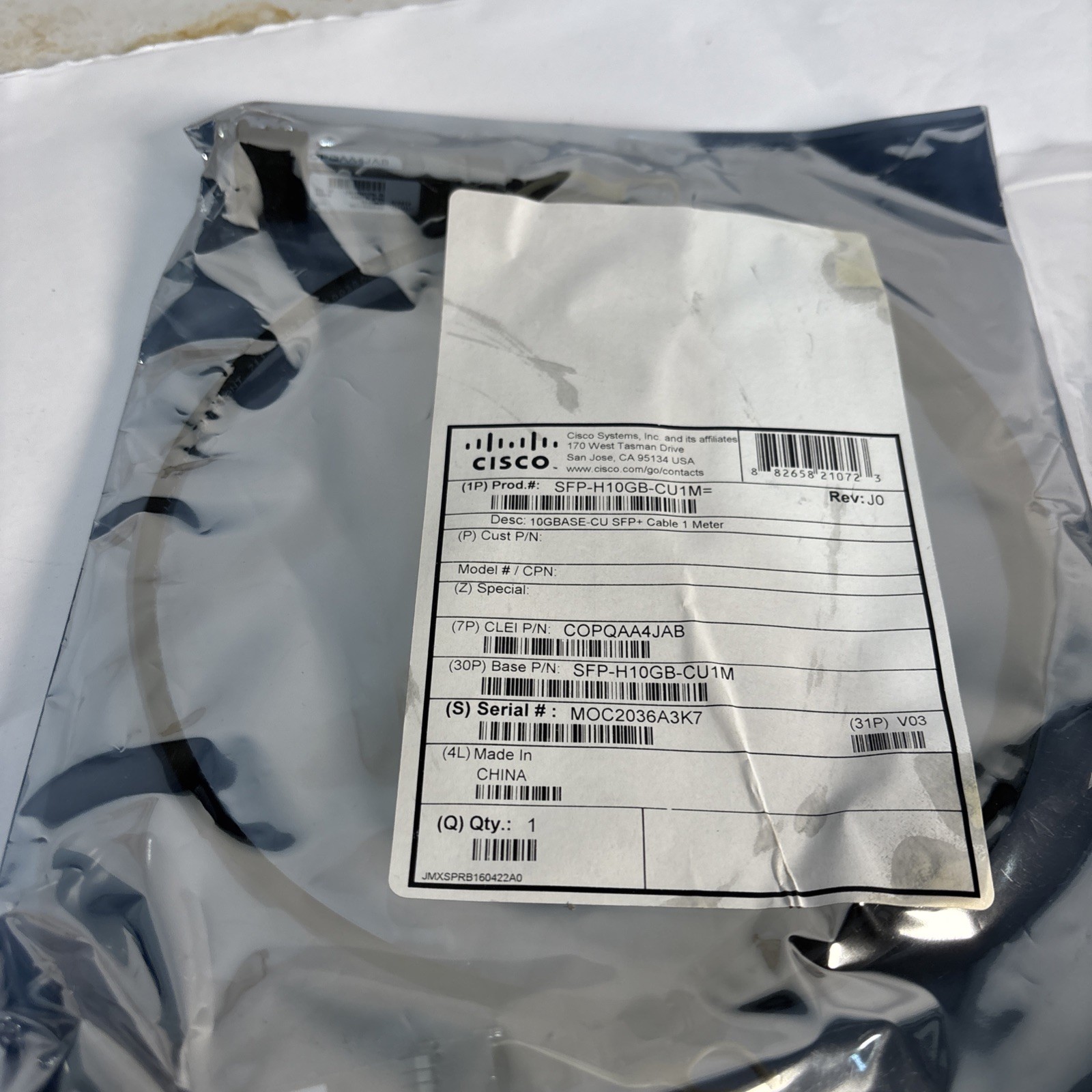 (Lot Of 7) CISCO SFP-H10GB-CU1M 10GBASE-CU SFP+ Cable. Cables Are Used!!!