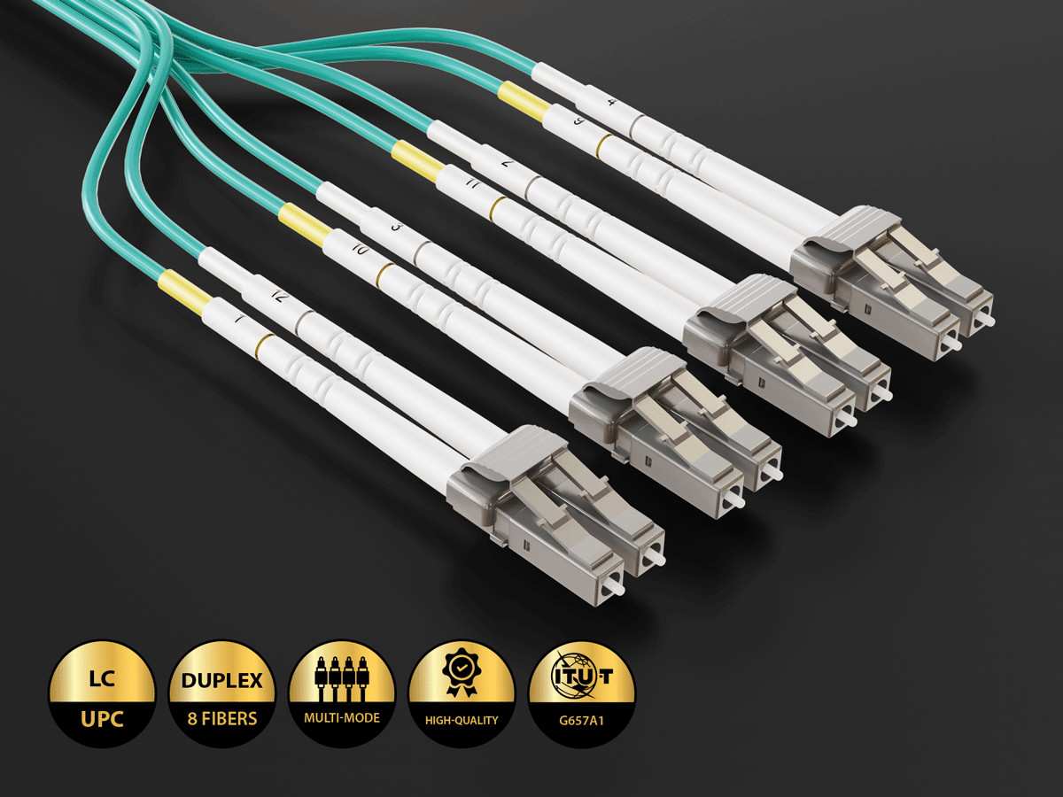 7m OM4 MTP TO 4* LC 8 Fibers Duplex Corning Fiber Breakout Cable Type B Multi…