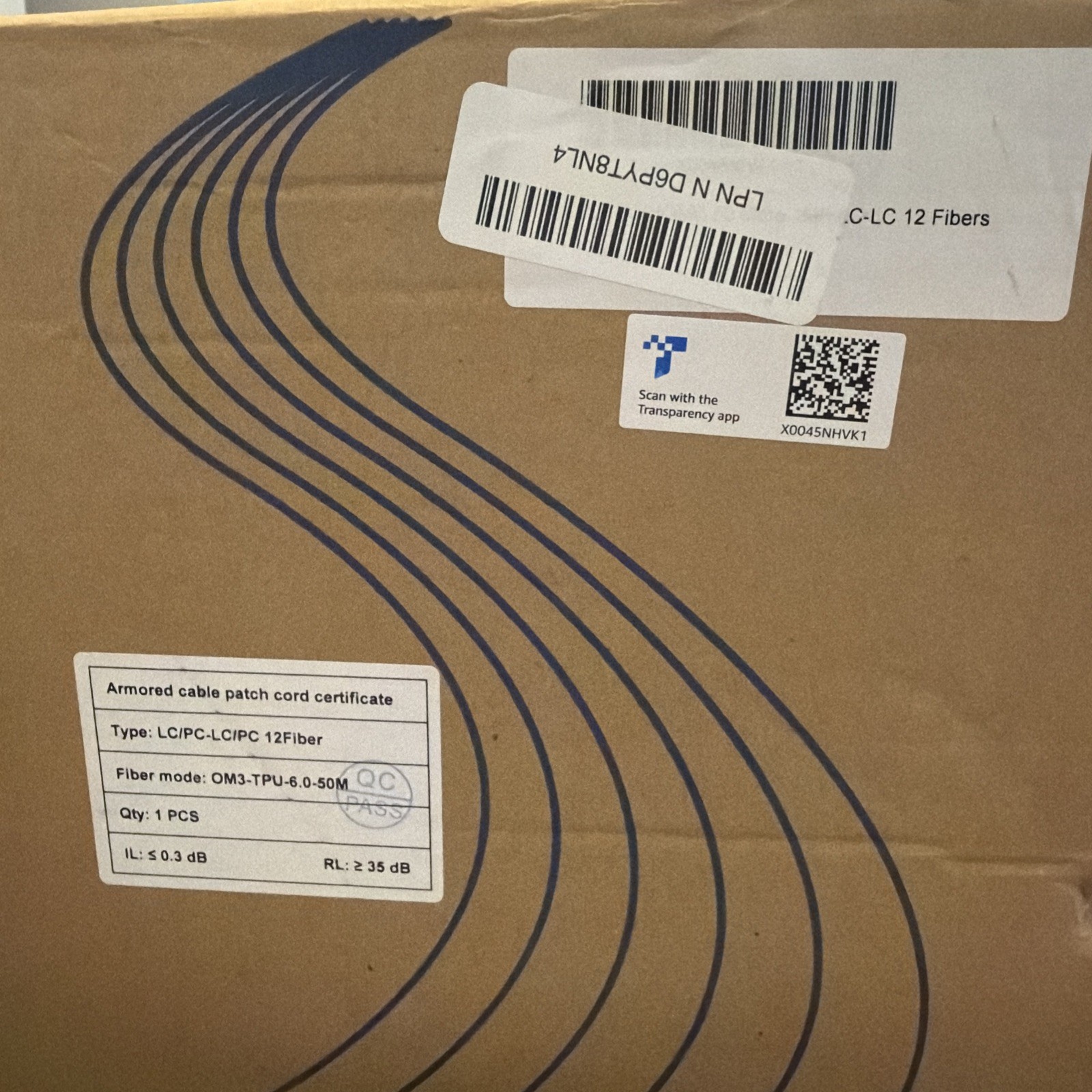12 Core Industrial TPU LC To LC Outdoor Armored Fiber Optic Cable 6.0mm 50m