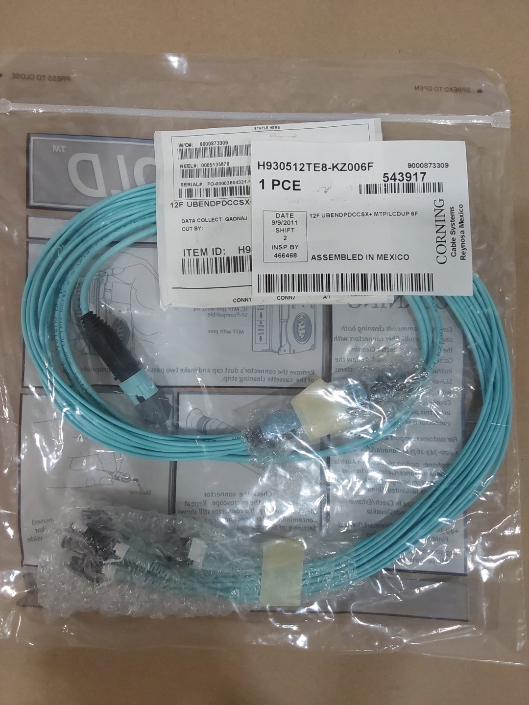 Corning Cable System GOLD Fiber Optic Cable 12FT UBENDPDCCSX+MTP/LCDUP 6F