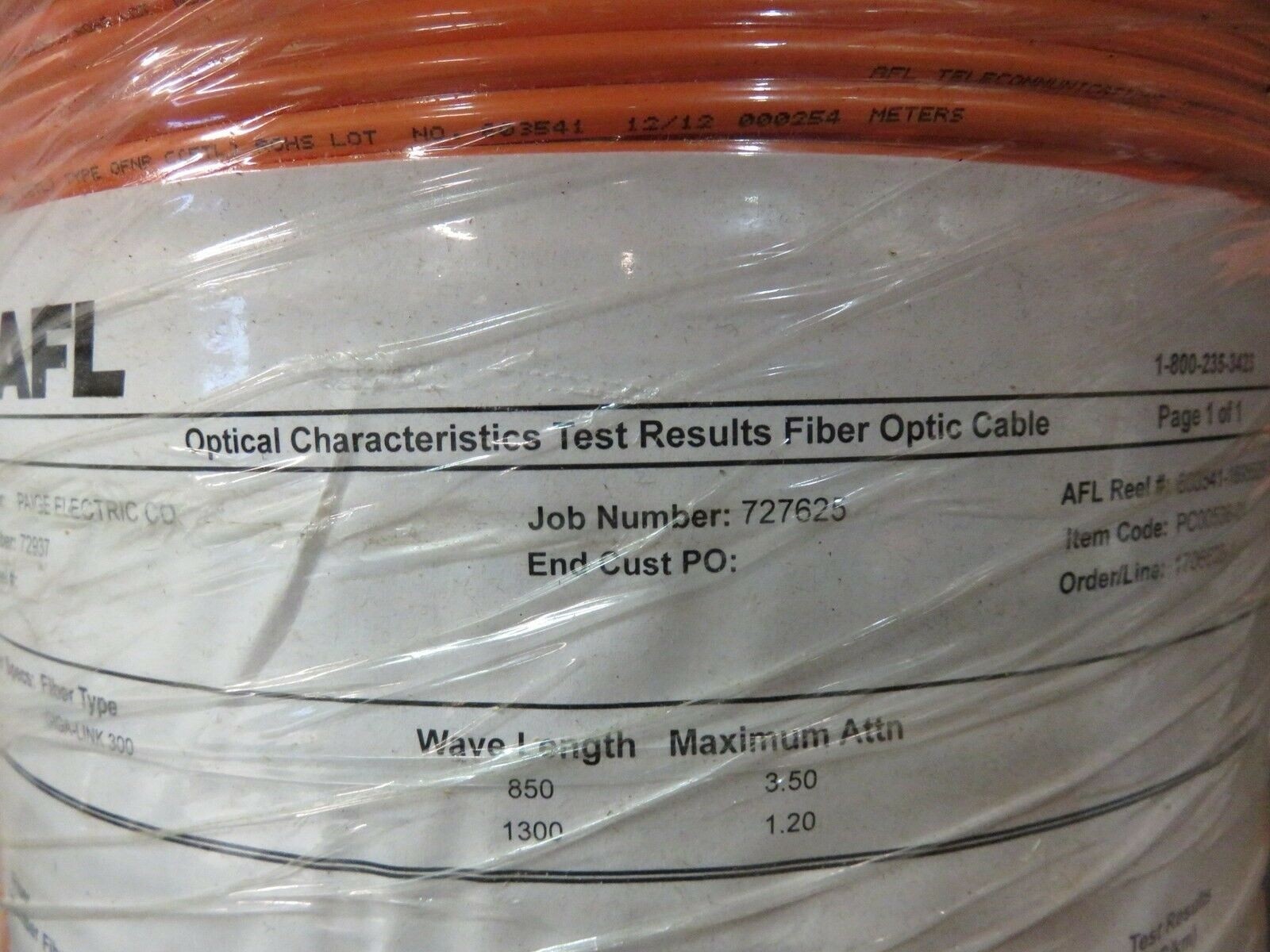 AFL Fiber Optic Cable GIGA Link Wire 300 New Free Shipping