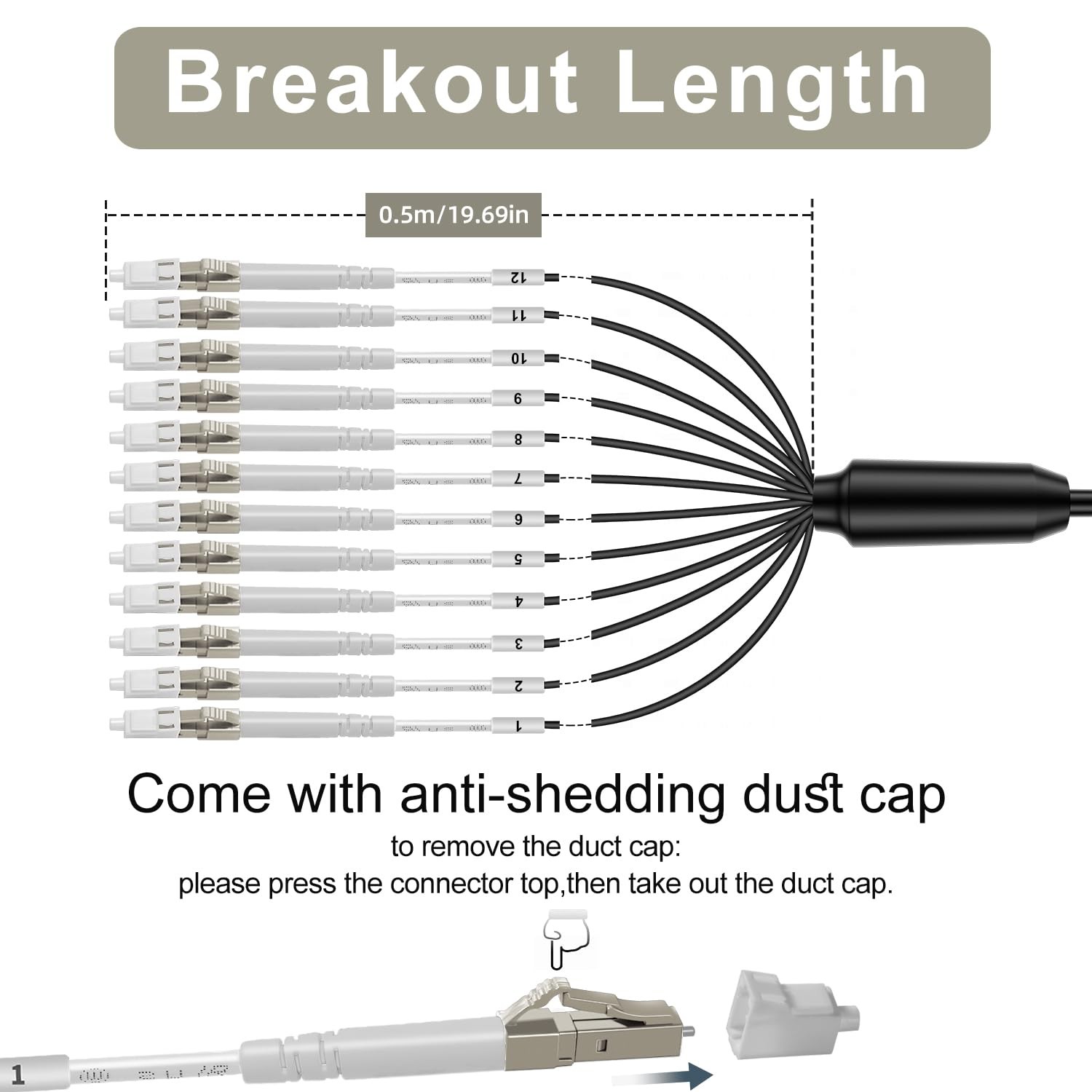 – OM3 LC to LC 12 Strands Outdoor Armored Fiber Patch Cable, Multimode Indust…
