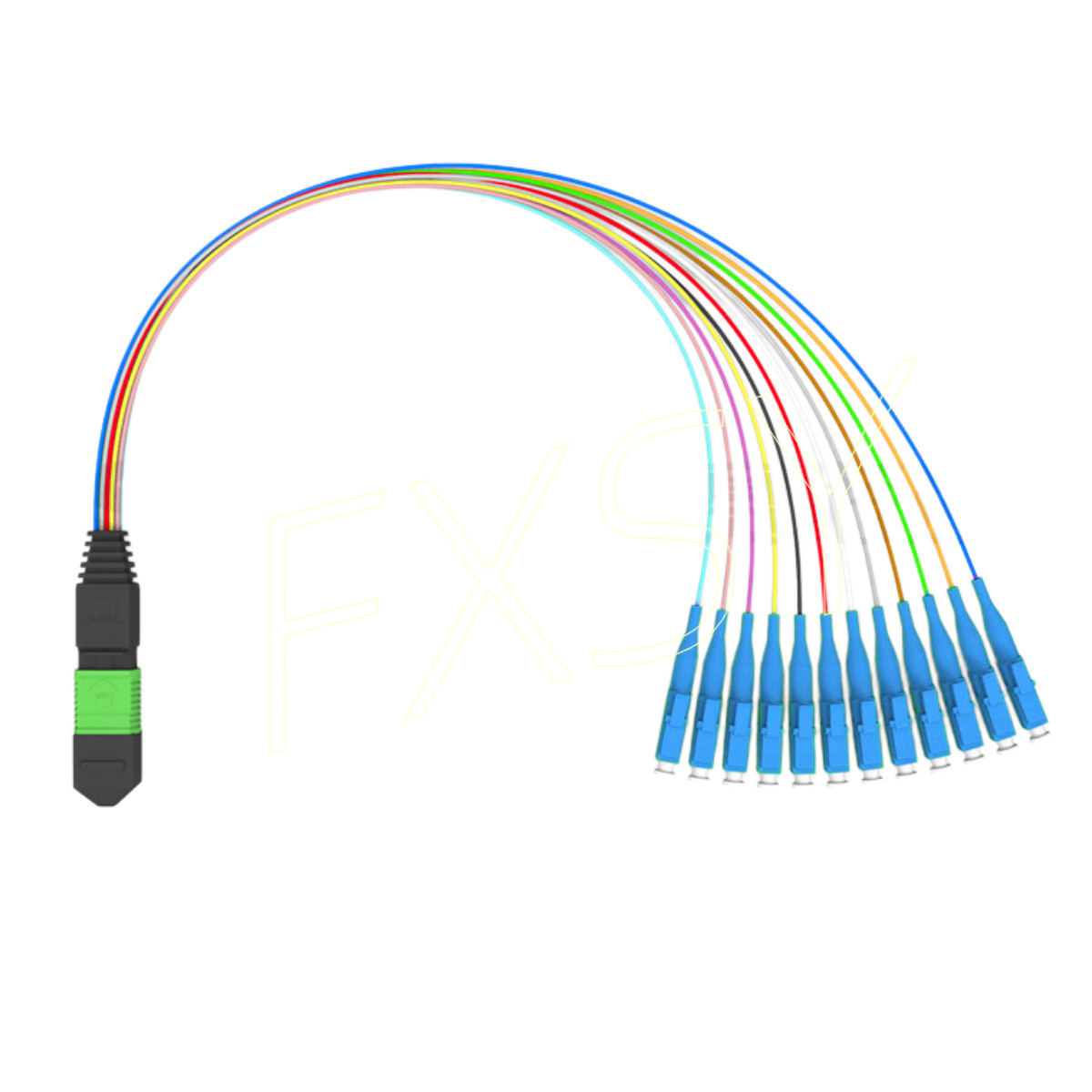 MPO to LC SM 12 Core Breakout Fan Fiber Optic Patch Cord Cable For MTP Cassette