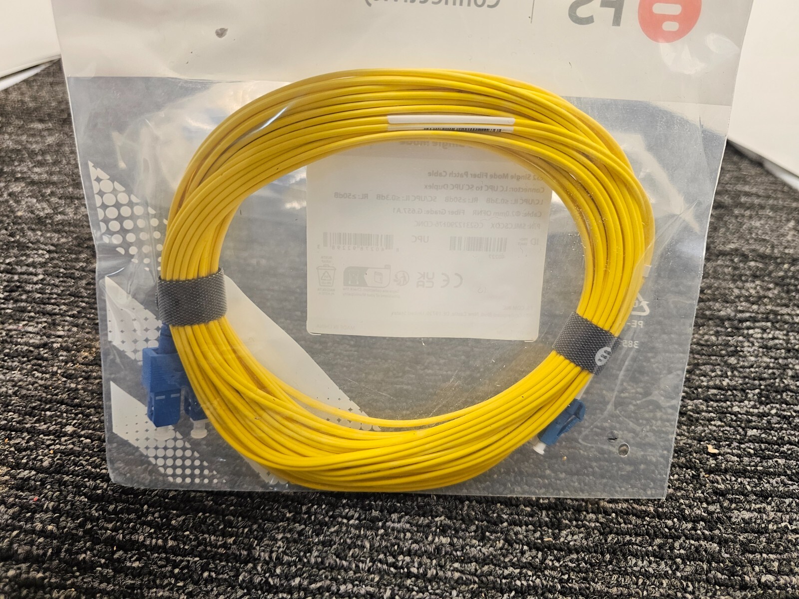 (QTY 2) FS SMLCSC Duplex 9/125 Single Mode 10m Fiber Patch Cable LC.UPC-SC/UPC