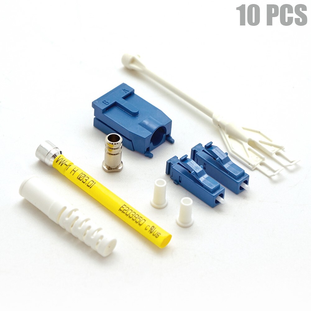 10 Pcs LC/UPC Single-Mode DX Uniboot Pull-Push Tab Connector 3.0mm Blue & White