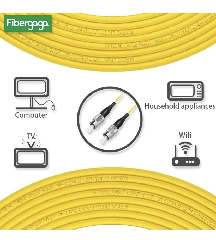 2 Packs-Fibergaga-3m(10ft) OS2 FC/UPC to FC/UPC Fiber Patch Cable Single Mode…