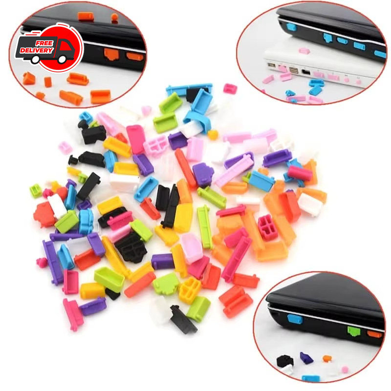 16pcs Universal Laptop Port Plug Silicone Dustproof USB Protector Cover Set