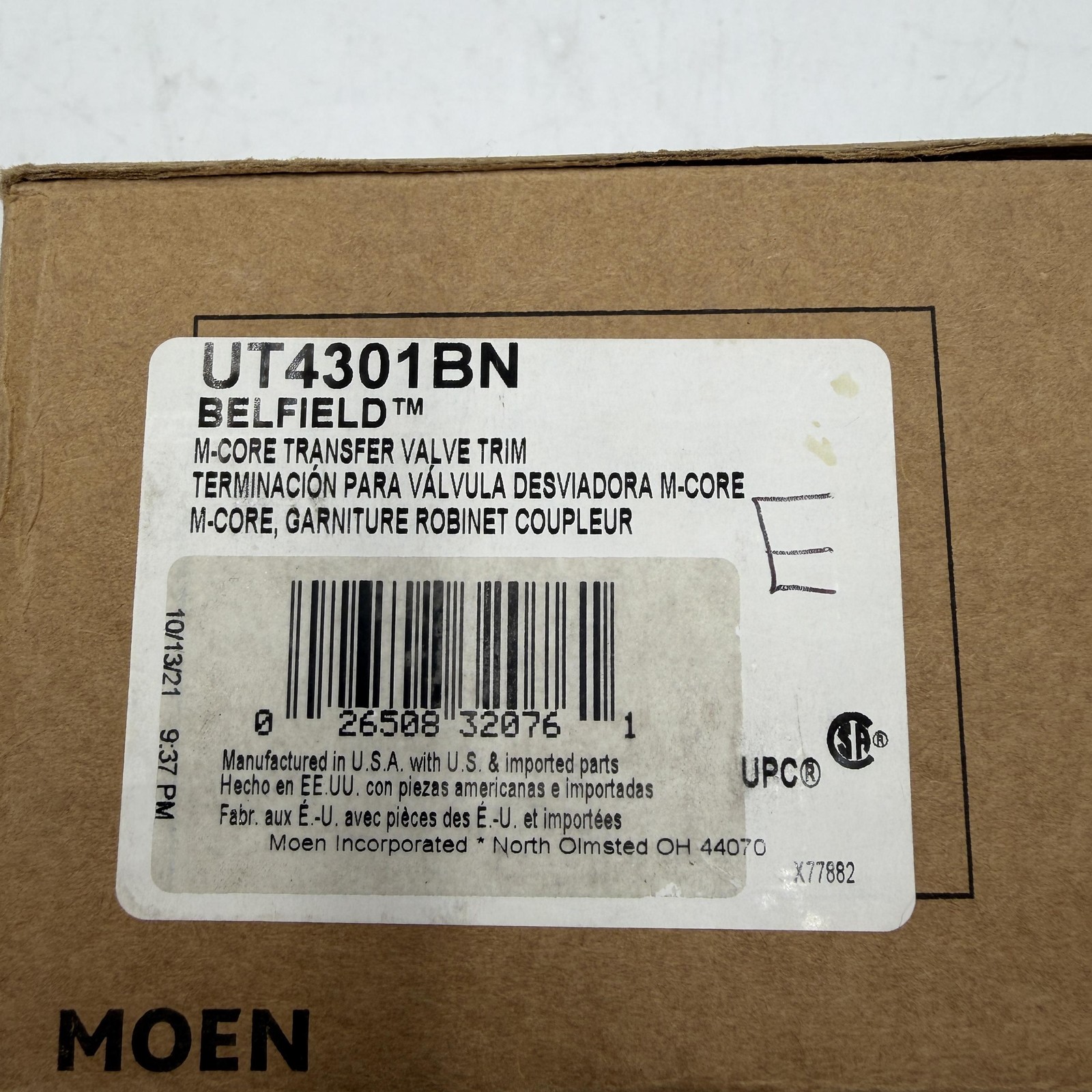 Moen UT4301BN Belfield 1-Handle M-CORE Transfer Valve Trim Kit, Brushed Nickel