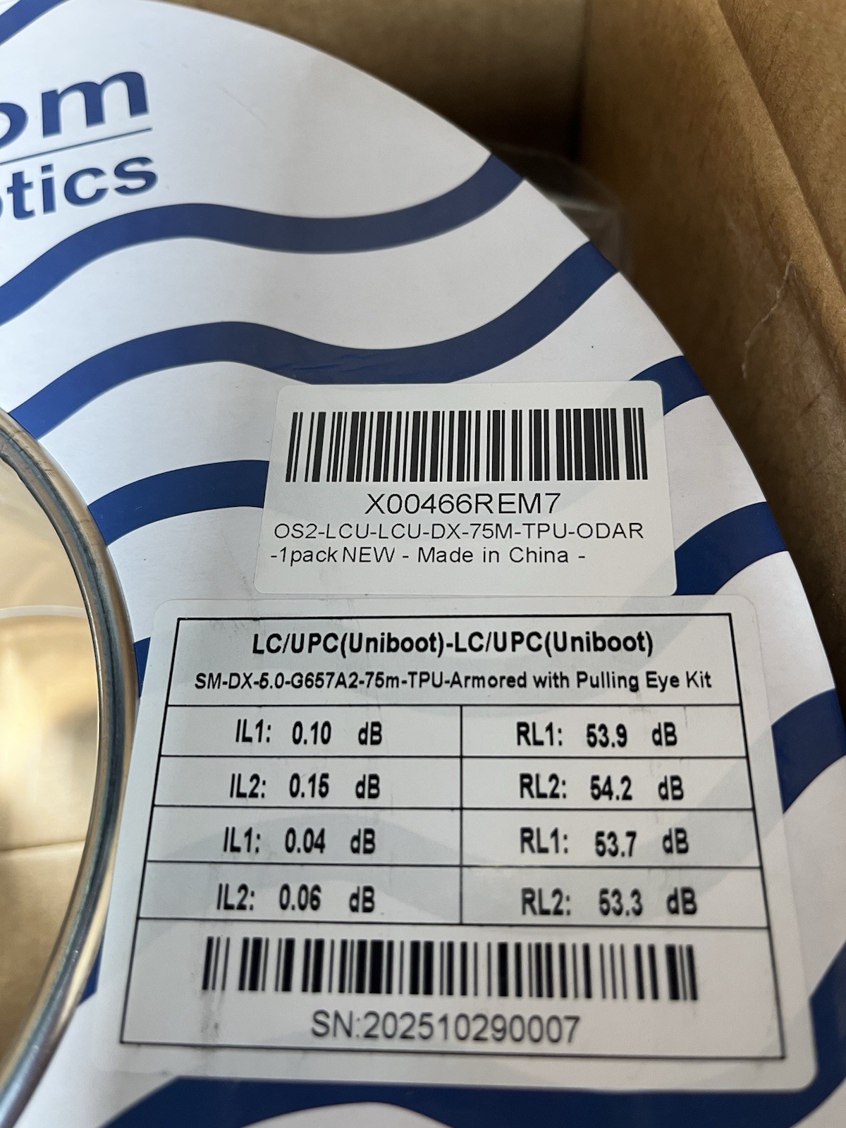 FlyProfiber- OS2 LC to LC Uniboot Outdoor Fiber 75M/246Ft, Outdoor Armored