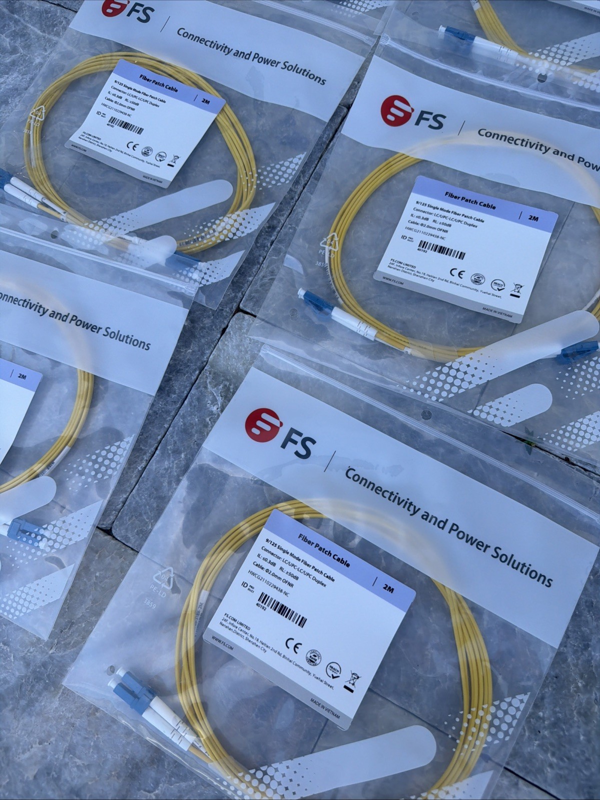 Lot of 45 LC/UPC to LC/UPC 12 Fiber SM 9/125 Fiber Optic Patch Cables