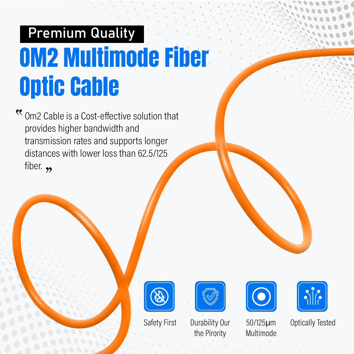 OM2 LC to LC Fiber Optic Patch Cable Multimode Duplex 50/125 Orange LC LC 1M-15M