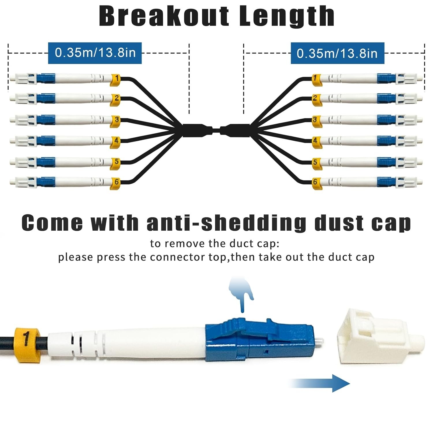 30 Meters 6 Core Industrial TPU LC to LC Outdoor Armored Fiber Optic Cable, OS2