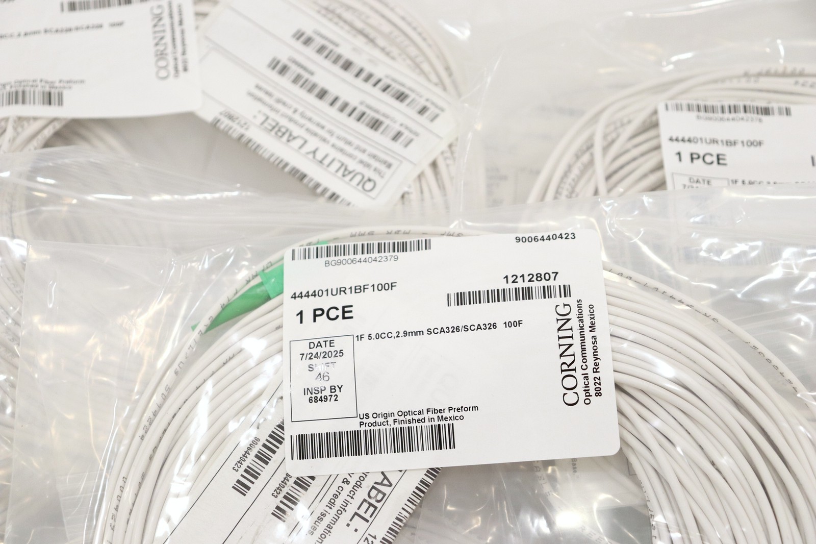 15x Lot 100′ Corning 444401UR1BF100F Optical Jumpers Cable Simplex