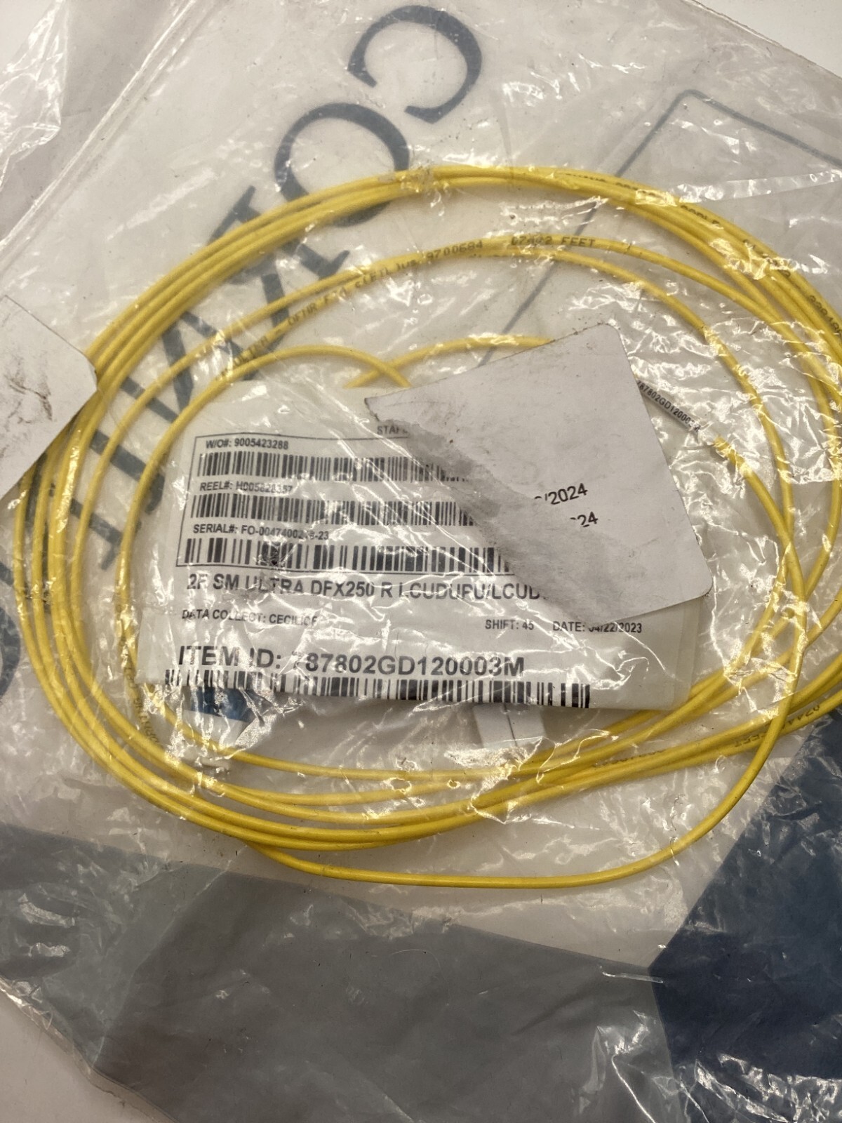Corning 787802GD120003M Reverse Polarity Edge Uniboot Jumper,OS2, 3m, Yellow